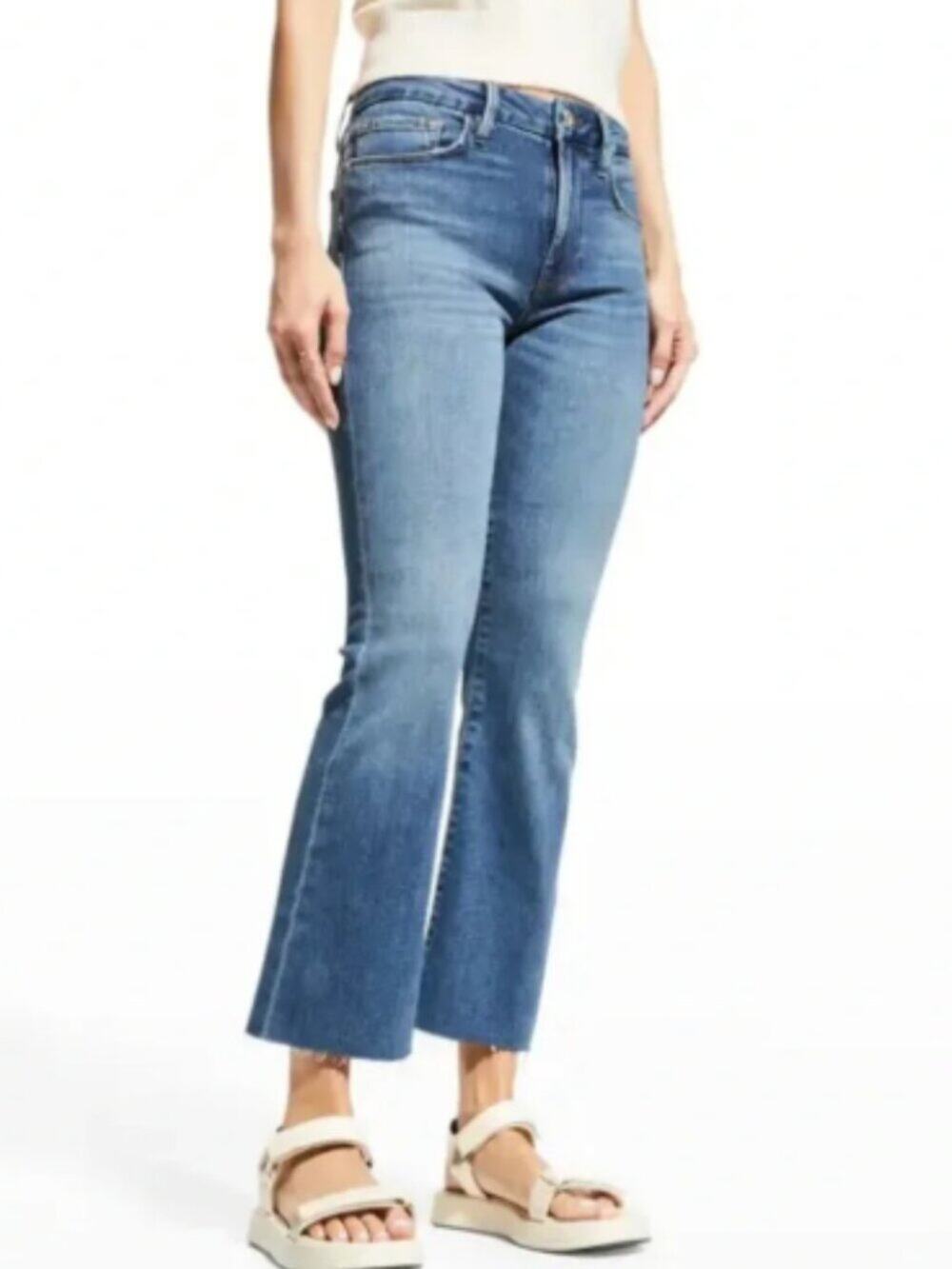 Frame Le Crop Mini Boot Jeans Raw Hem Size 28